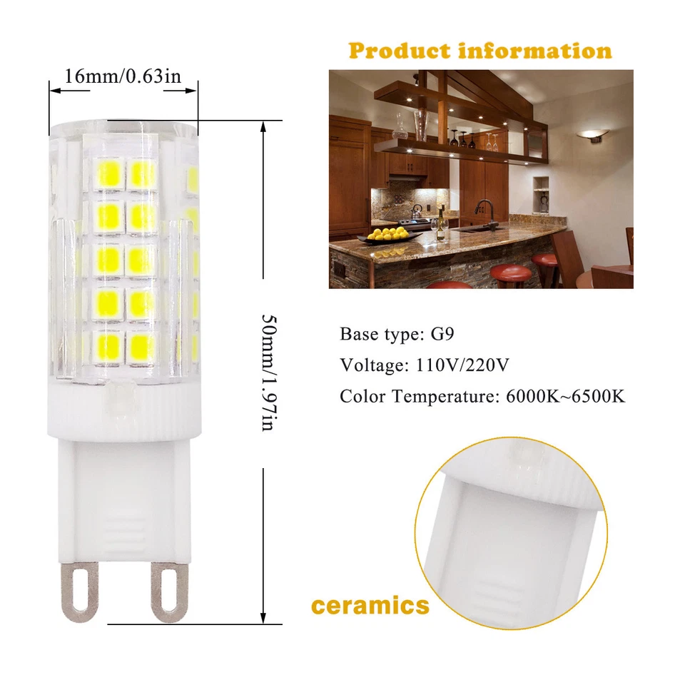 5pcs G9 LED Light Bulb 64-2835 Lamp Lights Bulbs Ceramics Corn 120V Highlight - Image 4 of 4