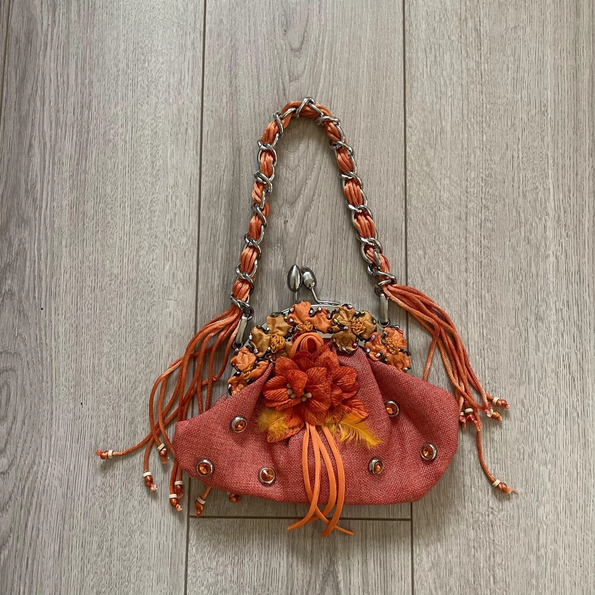 Vintage Max Mayer Floral Embroidered Beaded Purse Bag Women s Pink Inner Pocket