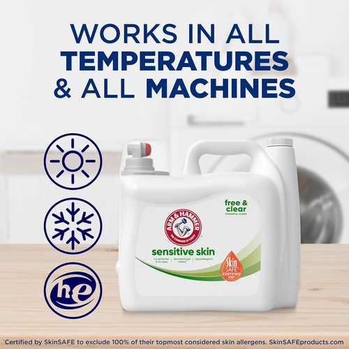 Arm & Hammer Sensitive Skin Free & Clear, 140 Loads Liquid Laundry Detergent, 14 - Picture 8 of 13