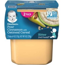 Gerber Baby Food 2nd Foods Pear Cinnamon With Oatmeal Cereal - 2 Ct   Pack of 4