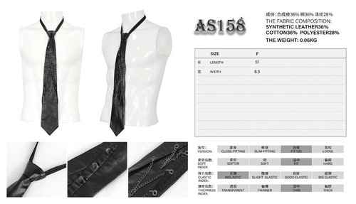 Devil Fashion Men's Black Gothic Punk Chain Eyelet Necktie Casual Tie - Bild 2 von 15