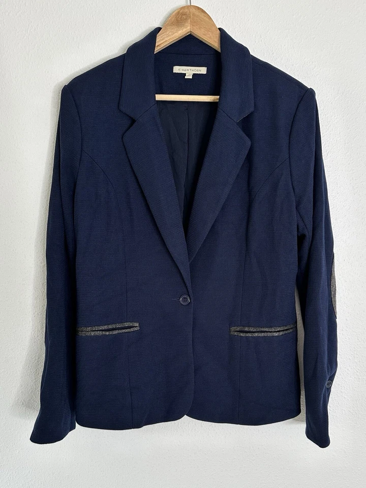 41HAWTHORN Corinth navy blue elbow patch blazer jacket Large L Stitch Fix - Image 3 of 4