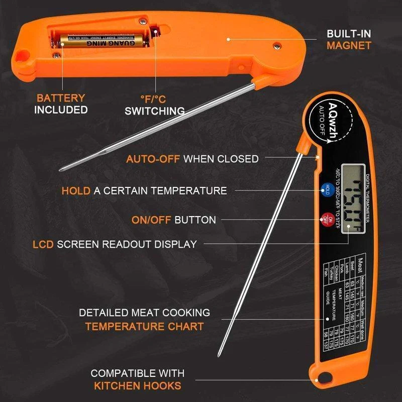 Meat Thermometer Instant Read Food Candy Kitchen BBQ Grill Smoker Coffee Milk