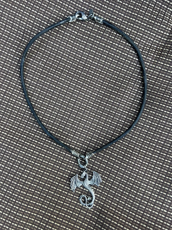 Collar BICO Australia Dragón Dije Colgante Negro Cordón Encerado 18" Foto 3 de 4