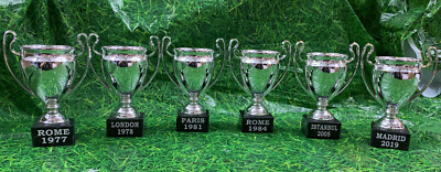 6 x Europapokal Liverpool / ROM BIS MADRID Laser geätzt, Into Marble Forever