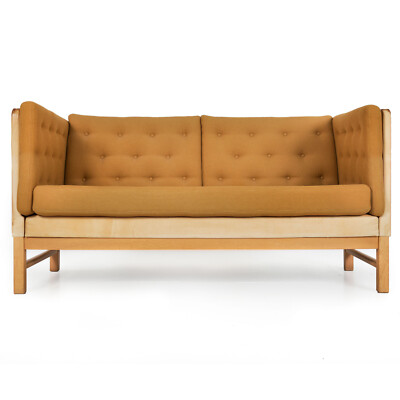 Danish Modern Oak, Tweed and Leather EJ315 Sofa by Erik Jørgensen