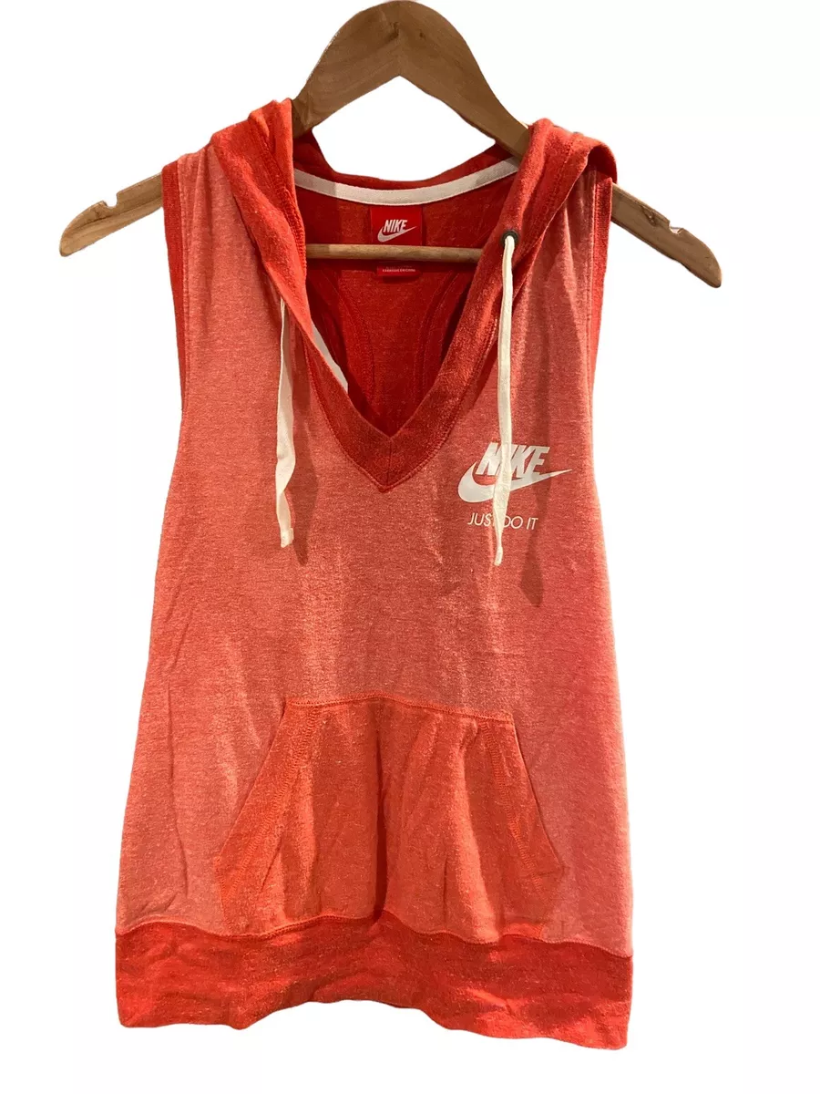 Nike Athletic Just Do It Sleeveless Hoodie Red Womens Size Medium