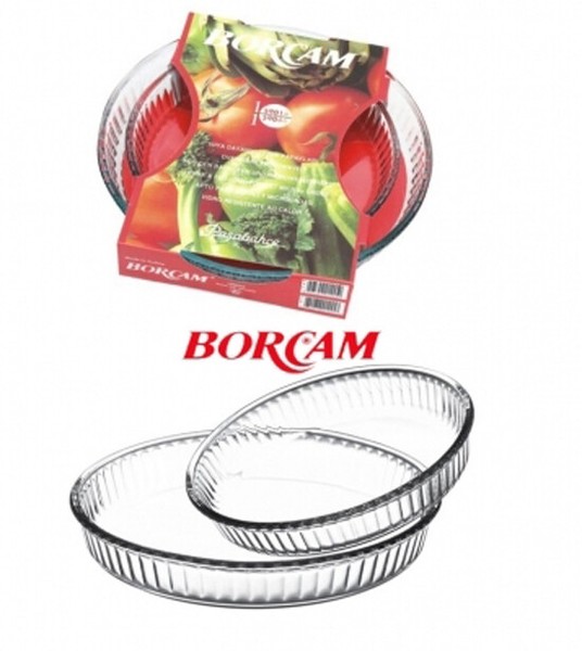 Borcam Glas Auflaufform 2Tlg 320Mm + 260Mm GlasbräTer Glasauflaufform Rund-image