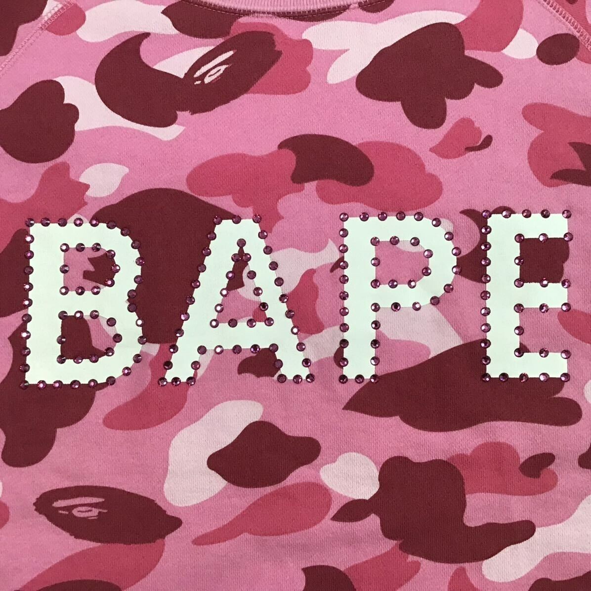 BAPE Pink Swarovski logo sweat shirt Pink camo A Bathing Ape BAPE Pink Swarovski logo sweat shirt Pink camo A Bathing Ape