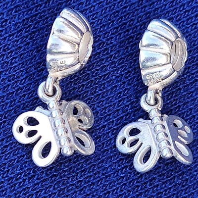 Authentic Pandora Sterling Silver FRIENDS FOREVER Dangle BUTTERFLY Charm  #790531