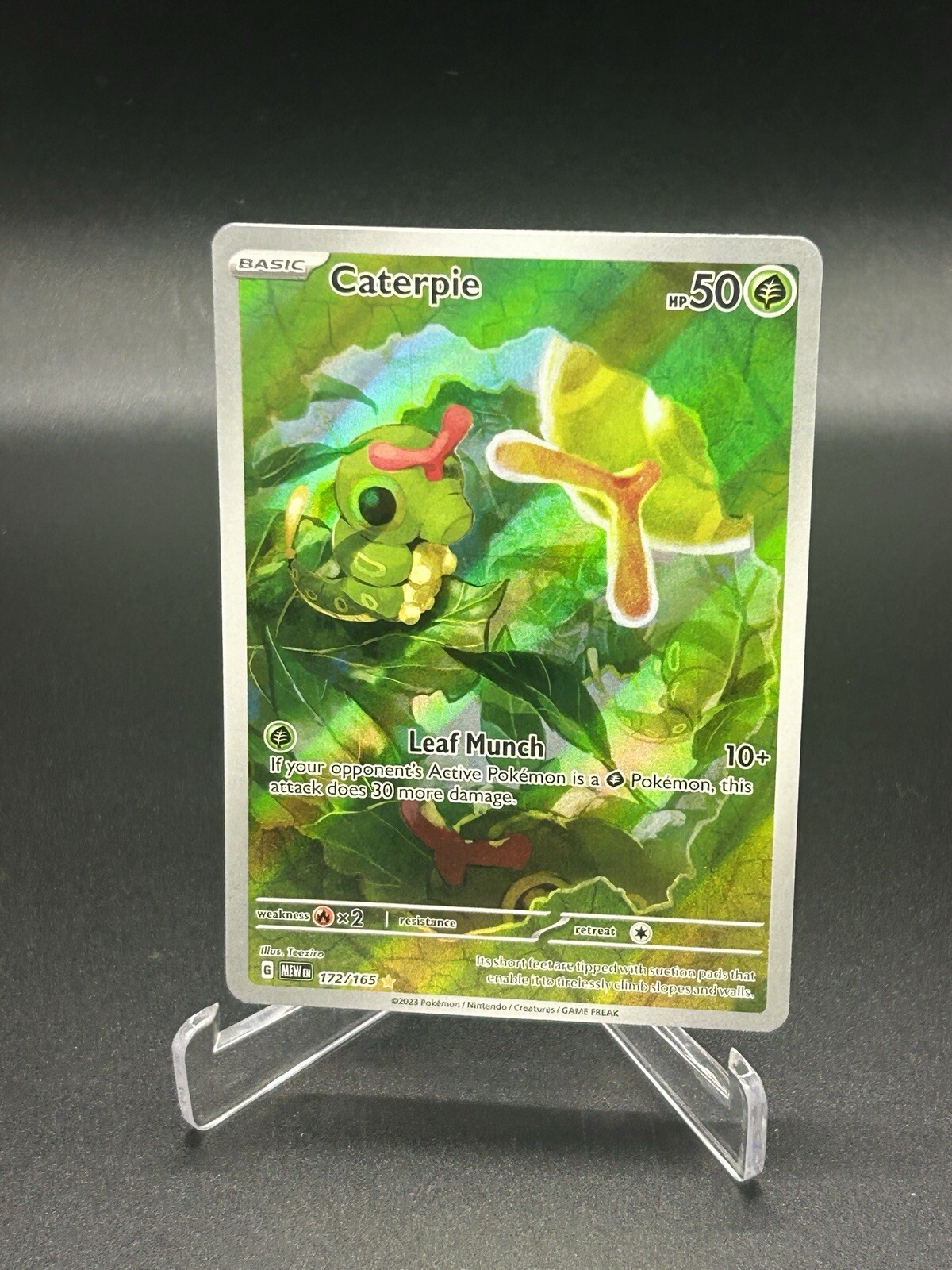 Caterpie Illustration Rare Holo 172/165 sv2a 151 Pokemon Card 2023 NM