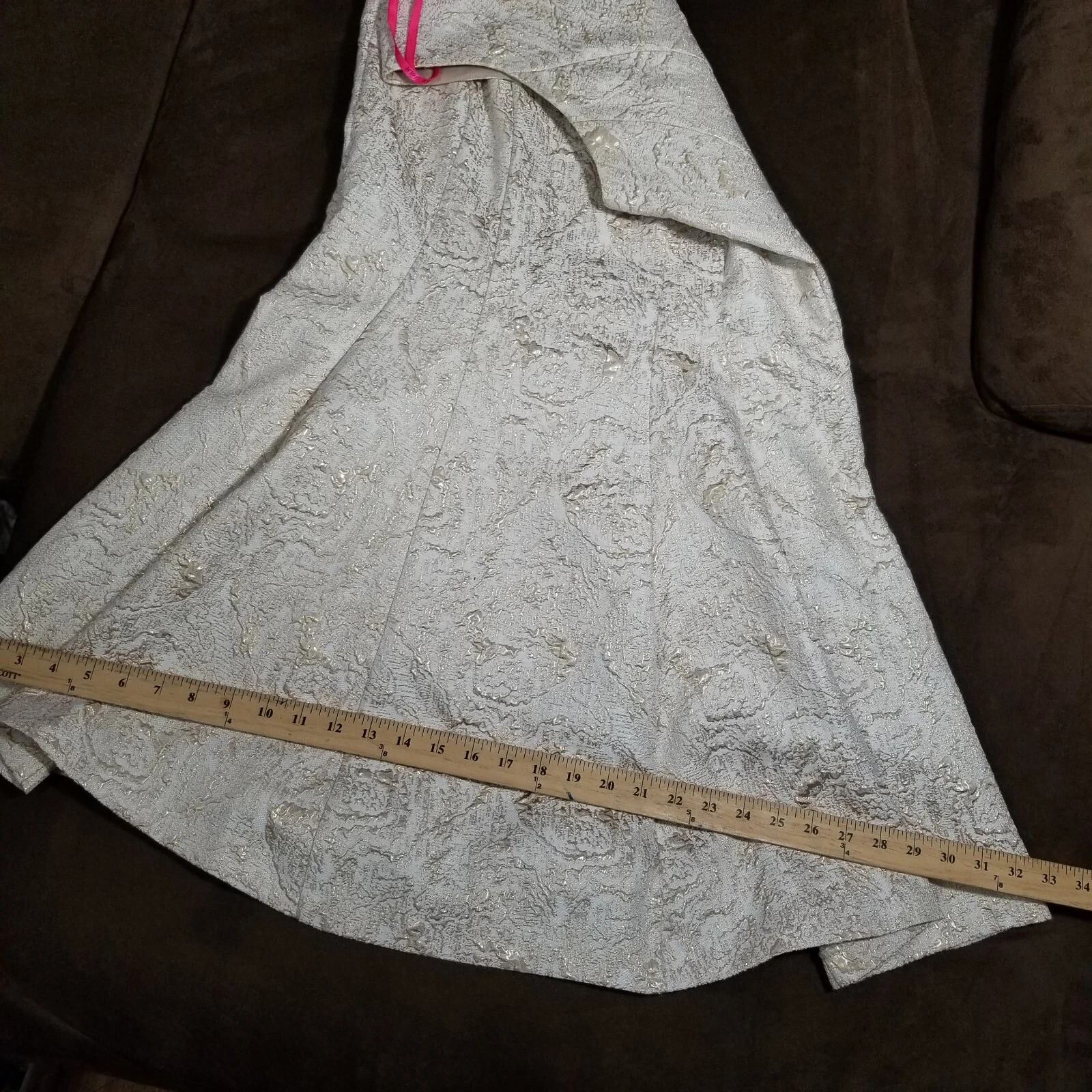 OFF WHITE ABITO BETSY JOHNSON TESTURIZZATO ORO METALLIZZATO SU BIANCO SENZA MANICHE CORTO taglia 10