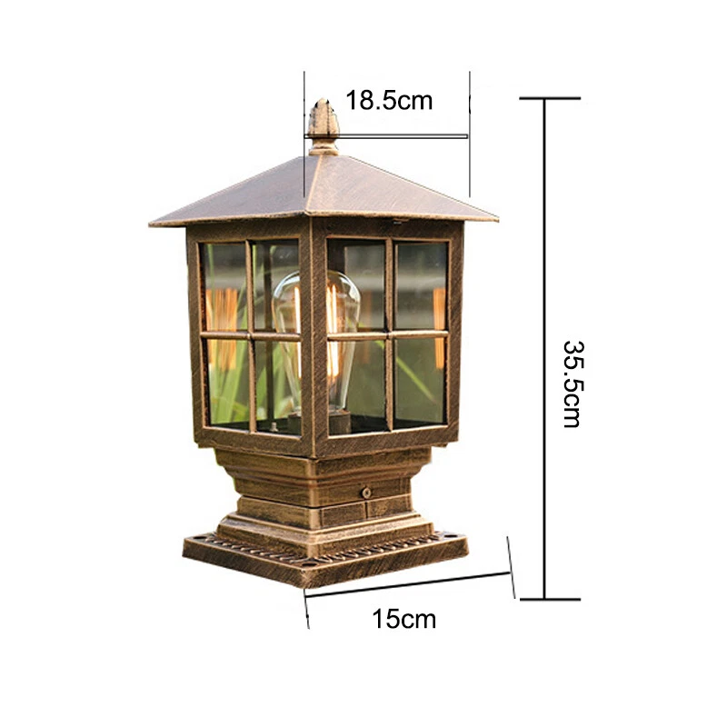 Outdoor Pillar Lights Glass Yard Gate Post Lamp Garden Fence Lantern Lighting - Image 2 of 4
