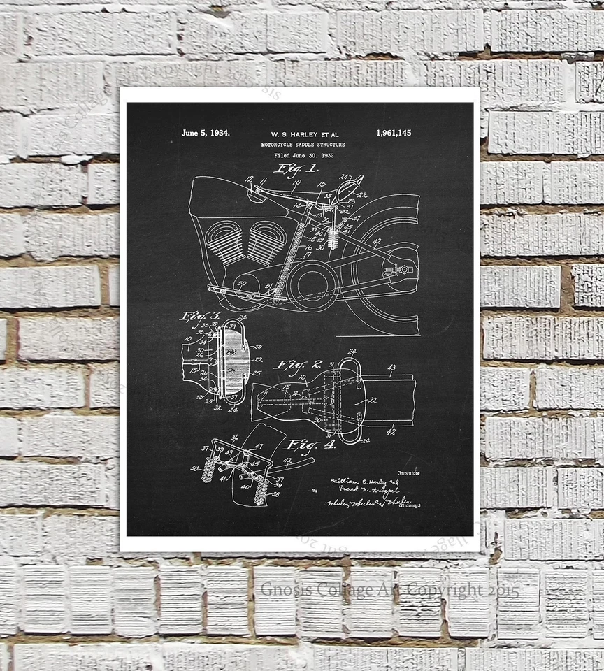 Juego de 12 carteles de patentes Harley Davidson impresiones de arte de pared sin marco decoración de motociclistas Foto 4 de 4