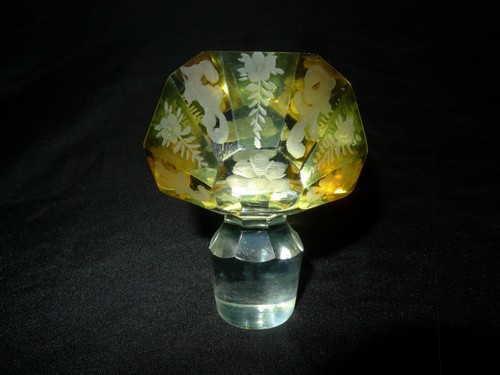 Antique German Etched Decanter With Sterling Silver Collar Beautiful Piece - Picture 4 of 13