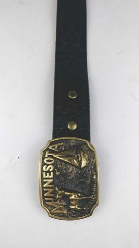 1990 Minnesota Gürtelschnalle Heritage Mint, Größe 30 geprägter Ledergürtel, 1,75" W - Bild 3 von 7