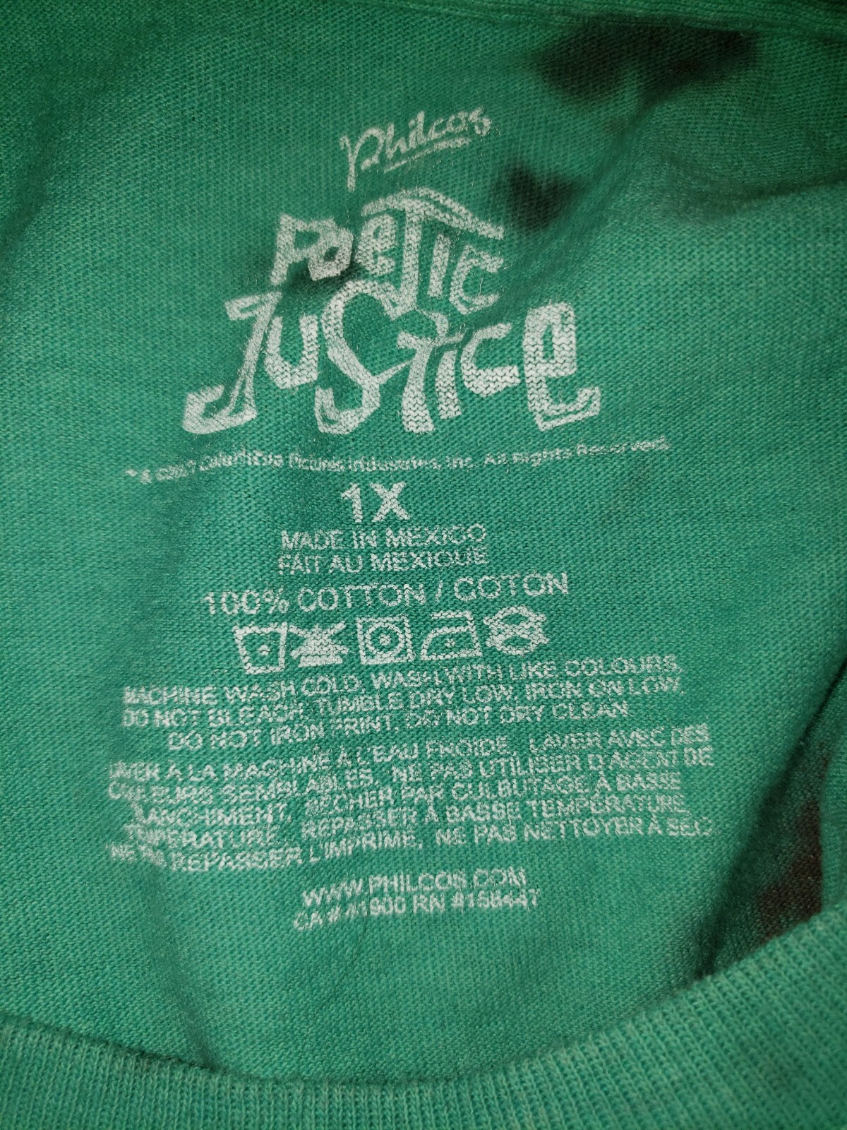 FILA Maglietta Poetic Justice Tupac Shakur 2Pac Graphic Tie Dye verde e nera taglia XL