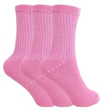 6 Pairs Womens Lightly Cushioned Cotton Pink Crew Socks USA Made