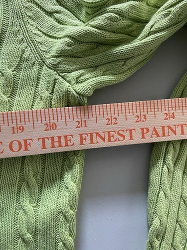 Lauren Ralph Lauren Sweater Silk & Cashmere Size XL Green Cable Knit Pullover - Picture 16 of 20