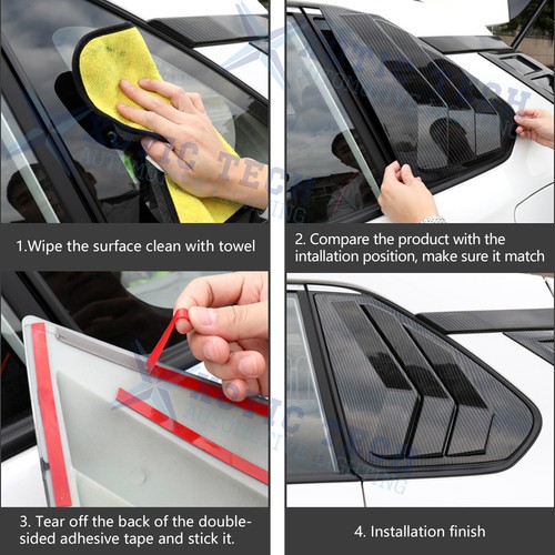 Carbon Fiber Look Rear Window Louver Vent Cover Trim For Toyota RAV4 2019-2025 - Picture 13 of 15