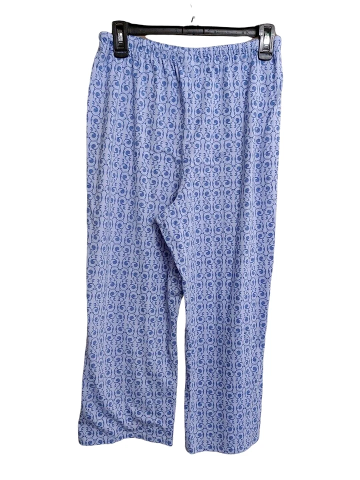 Bonitos pantalones para dormir de salón para mujer azul diseño geométrico cordón recortado talla M Foto 2 de 4