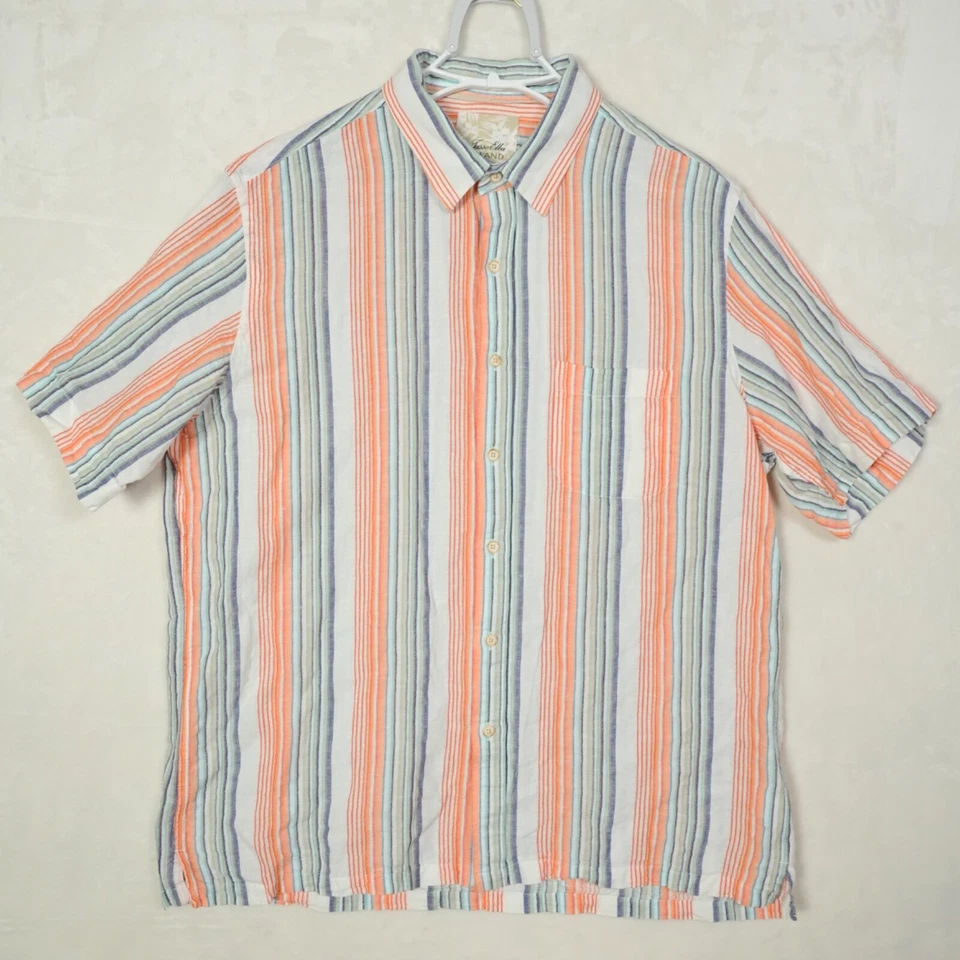 TASSO ELBA Button-Up Linen Blend Shirt Men L Outdoor Colors Beach Casual Summer - Image 2 of 4