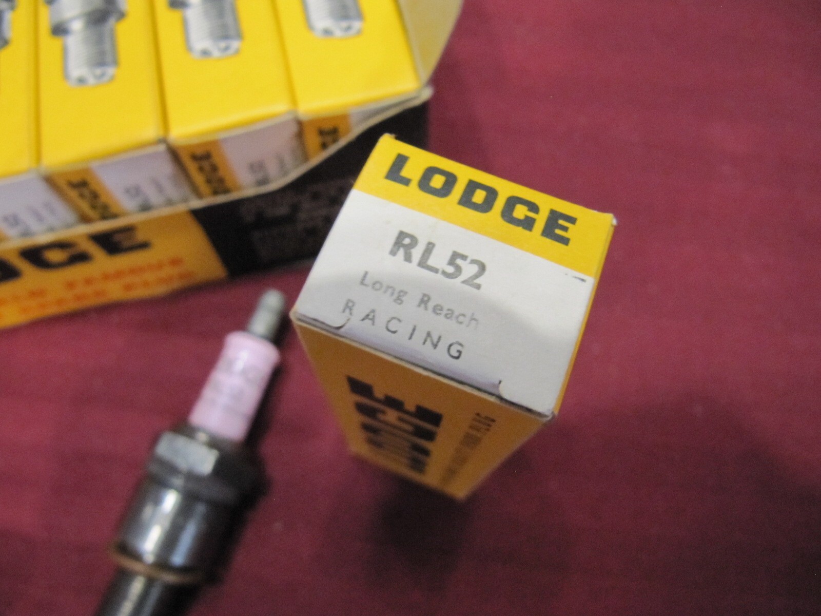 Twelve Vintage NOS Lodge RL52 Racing Spark Plugs Maserati