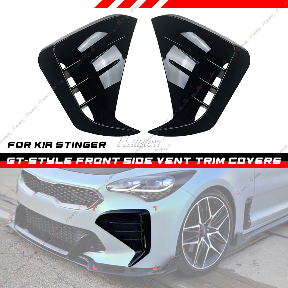 Front Bumper Vent Hole Covers Glossy Black For 2018~2023 Kia
