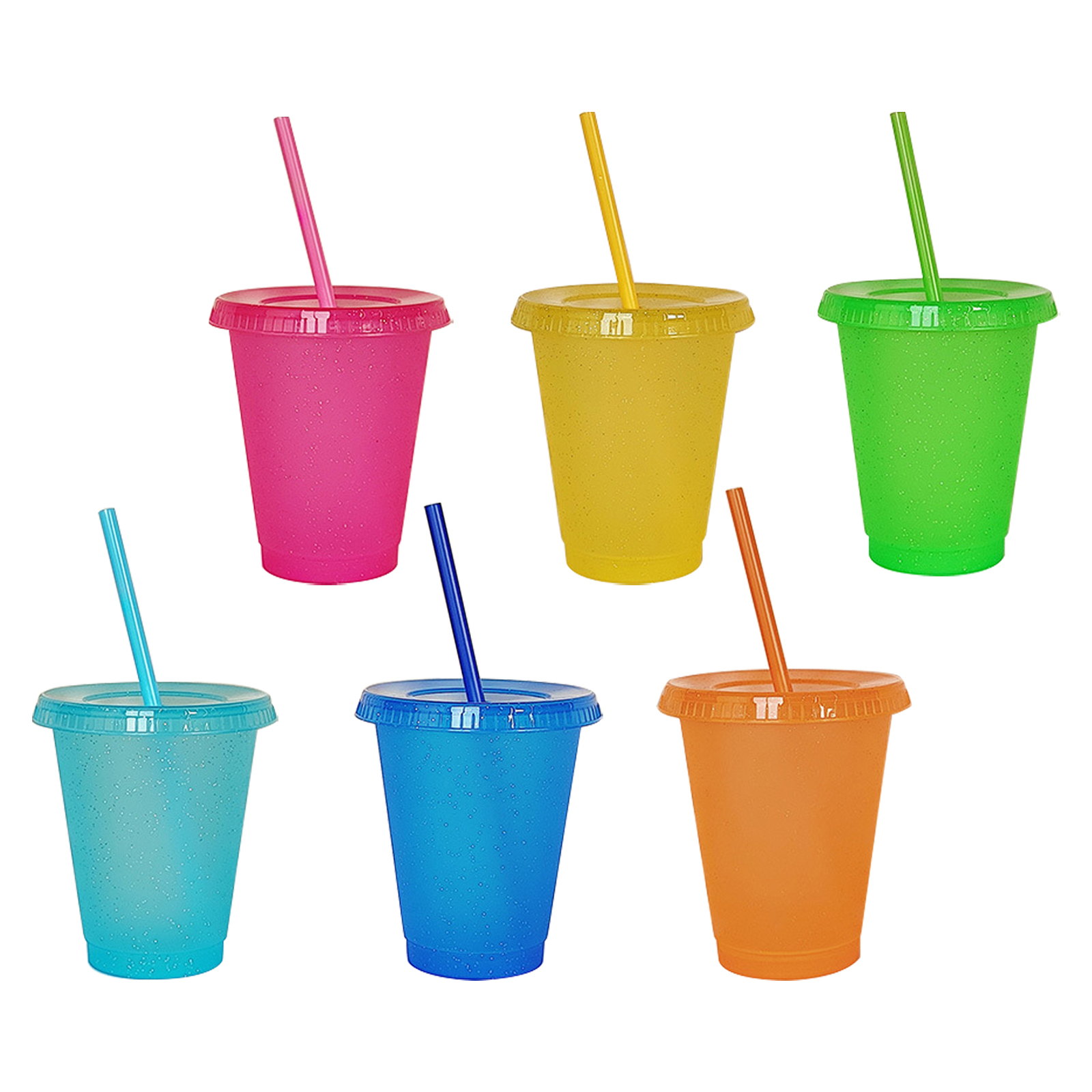 Kitchen Plastic Cups Safe With Lid Straws Coffee For Party Vivid Colors