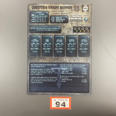 QUESTORIS RITTERBANNER DATACARD LEGIONEN IMPERIALIS