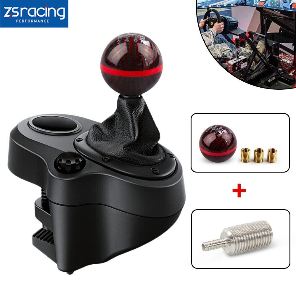 6 Speed Carbon Fiber Shift Knob + Adapter For Logitech G27 G29