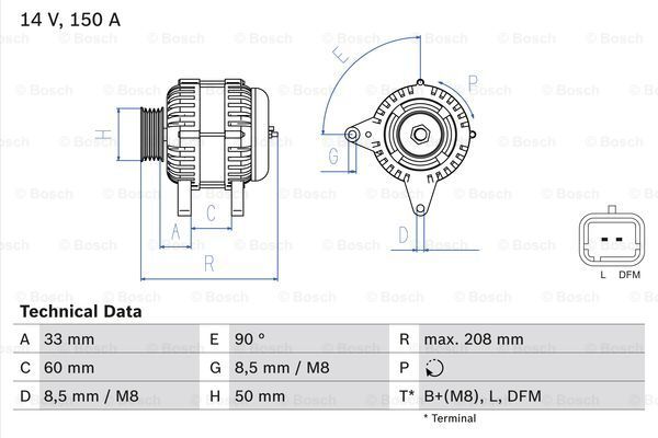 0 986 047 390 BOSCH Alternator for ,NISSAN,OPEL,RENAULT,VAUXHALL
