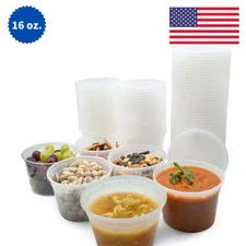 16 oz Round Clear Deli Containers w/ Lids – Microwave & Freezer Safe (240 PK)