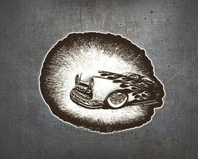 BOMONSTER Merc on Fire Aufkleber - Oldschool Hot Rod Kustom Car V8 Cal. Sticker