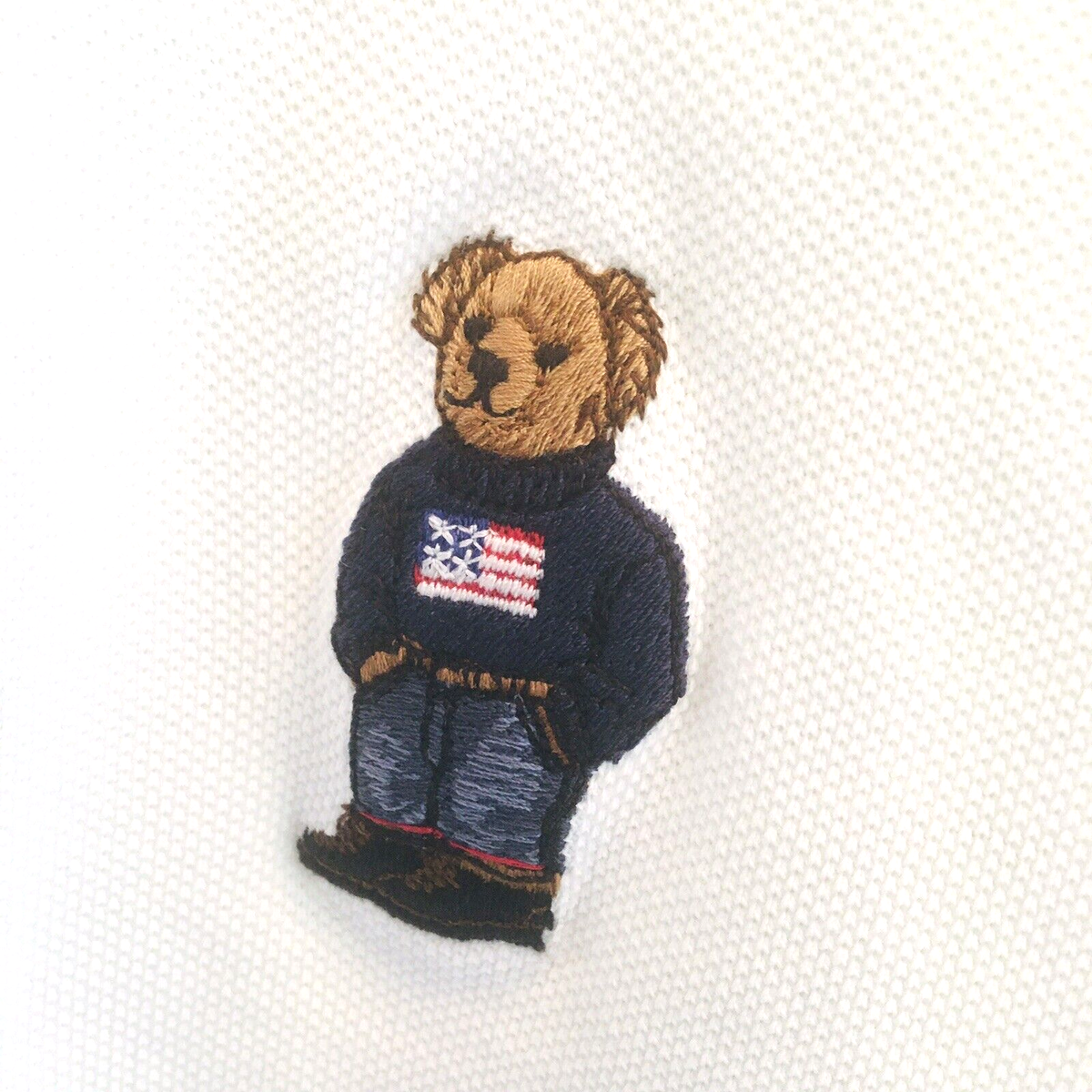 Vtg Polo Ralph Lauren Men Wht Teddy Polo Bear Polo Shirt RL 14 XL