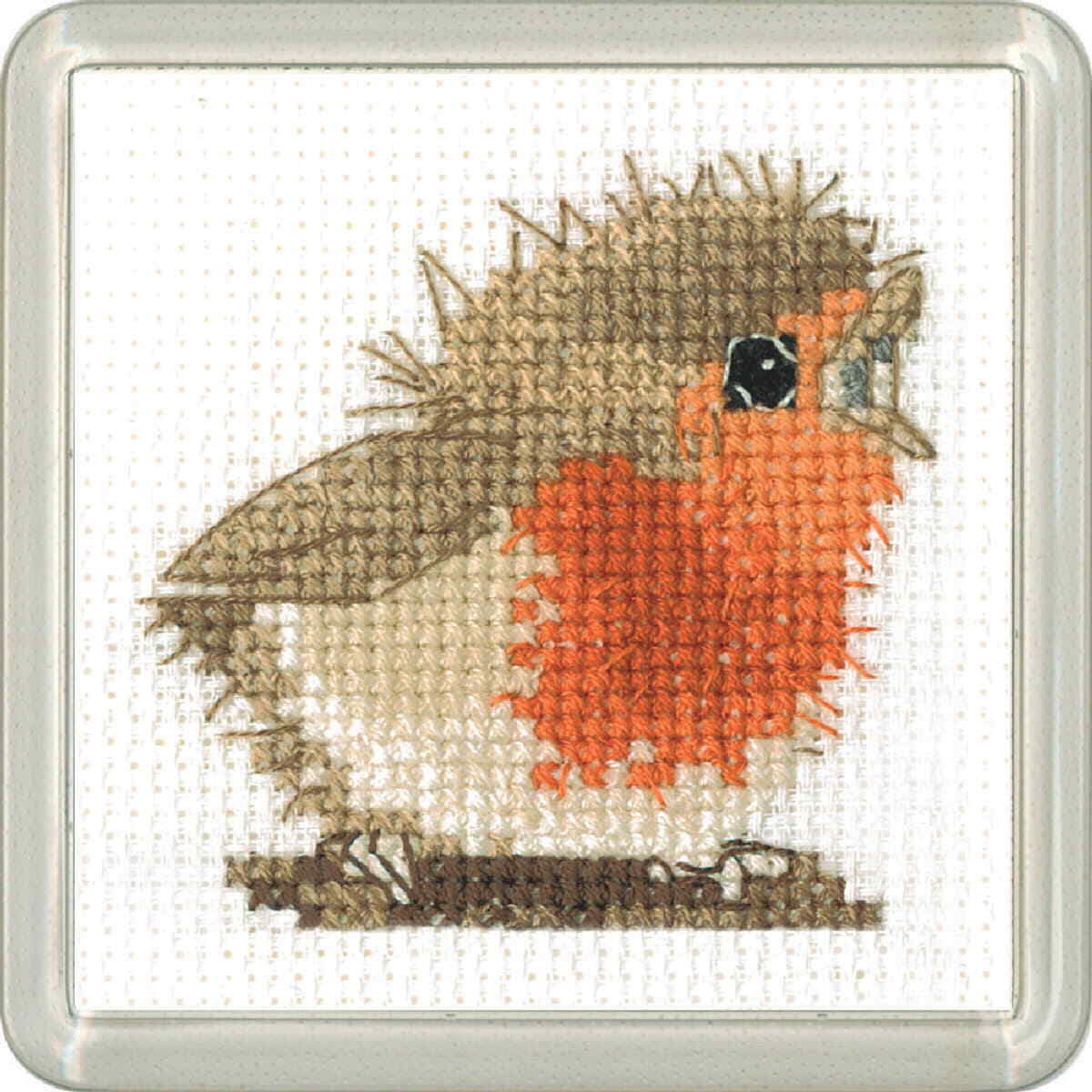 Heritage counted cross stitch kit Aida ""Reggie Robin Coaster (A)"", ECRE1665-A, C