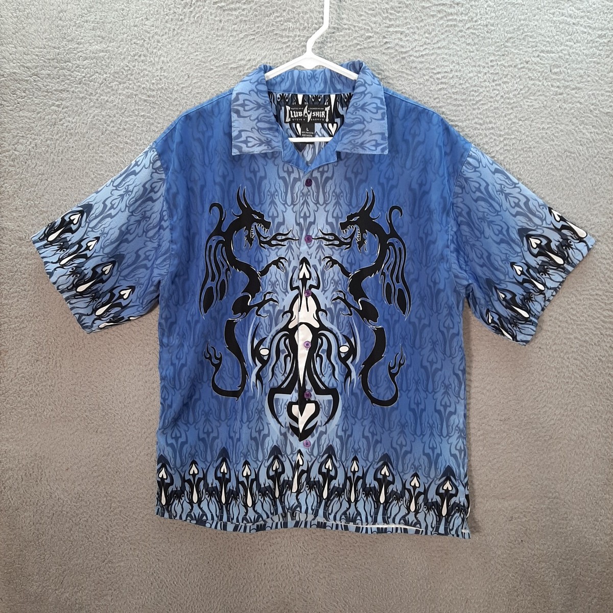 Steve & Barrys Club Shirt Adult Large Blue Dragon Tribal