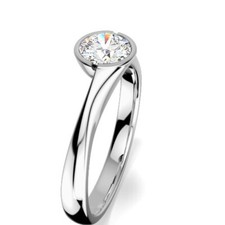 Fede Nuziale Fidanzamento Diamante Creato in Laboratorio Tonda 0,36 Ct Oro Bianco Massiccio 14K