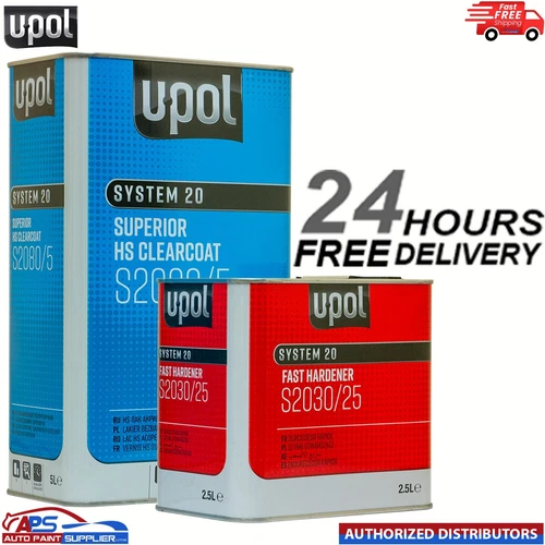 U-POL S2080 CLEAR COAT LACQUER HS 2K 7.5LTR KIT  - WITH S2030 FAST HARDENER UPOL