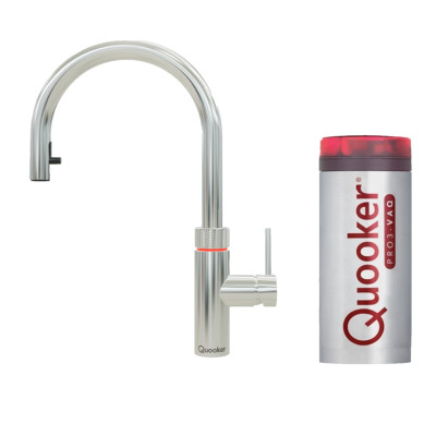Quooker SET Faucet Flex Chrome PRO 3 Reservoir Boiling, Hot and Cold Water