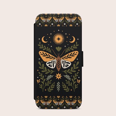 HIMMLISCHE MOTTE SONNE MOND HEXE HANDYHÜLLE FÜR IPHONE SAMSUNG PIXEL FLIP CASE