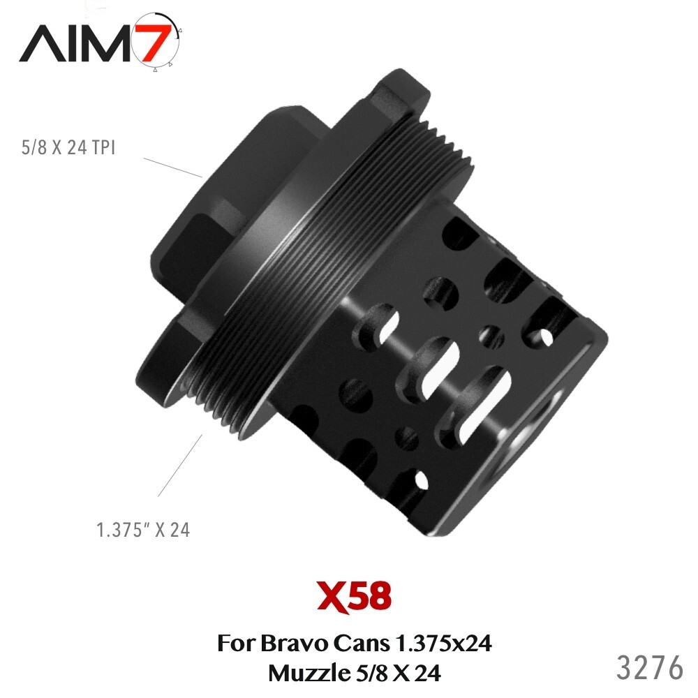 Aim7 X58 Muzzle Brake 5/8x24 For Bravo Tubes 1.375