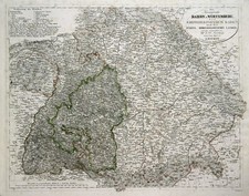 Germania Meridionale Originale Incisione Cartina Geografica Leutemann Conflitto