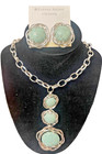 Etienne Aigner Vintage signed Necklace & earrings set MCM silver tone turquoise — photo 1