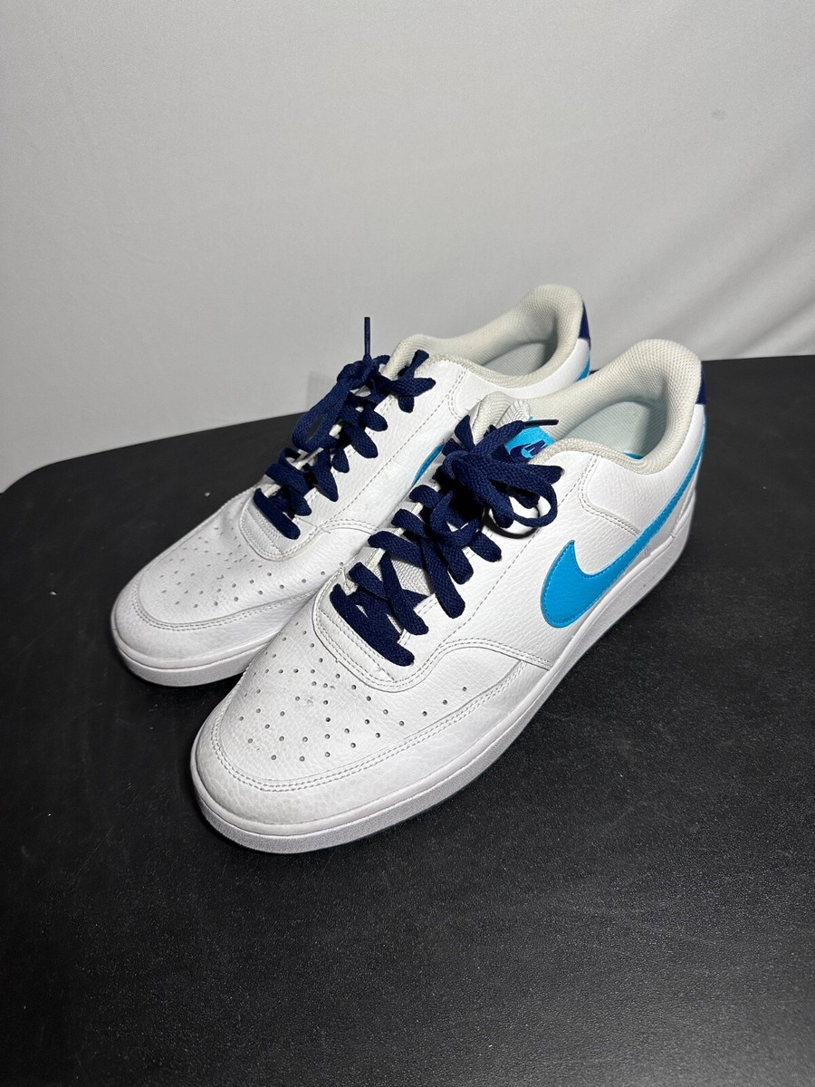 Nike Court Vision Lo White/Turquoise Blue-Blue Void (DM1187 100) Mens Size 13 Men main image 2