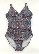 ASSETS BY SARA BLAKELY SPANX Geo One-Piece Tummy Control Ruched Swimsuit Sz XL