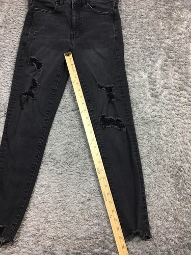 American Eagle Super Hi Rise Jegging Crop Jeans Womens Size 6 Black Denim - Picture 10 of 14
