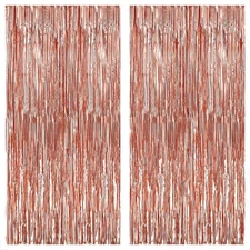 KatchOn, Rose Gold Fringe Curtain - XtraLarge 3.2x8 Feet, Pack of 2 | Rosegol...