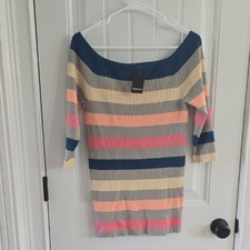 Torrid Off-the-Shoulder Multi Color Striped 3/4 Sleeve Sweater Size 2X NWT