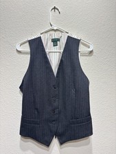 J Crew Vest Medium Gray Pinstripe
